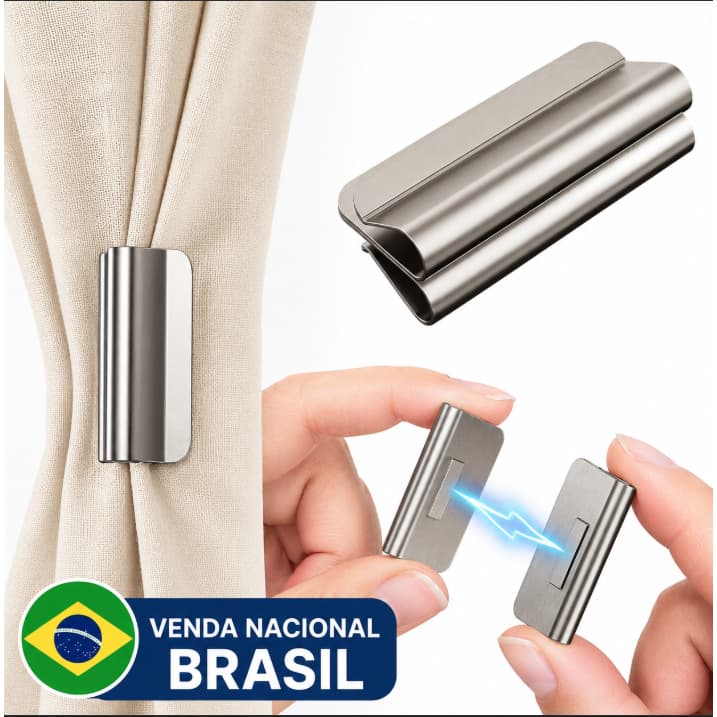 Prendedor Magnético para Cortina Sem Furos, Fácil Instalação