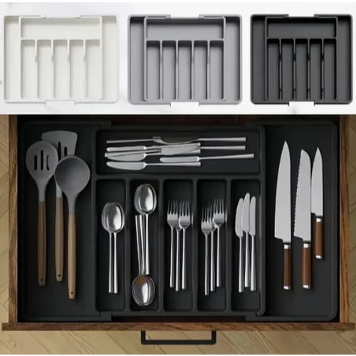 Organizador de Talheres e Utensílios Extensível Ajustável Porta Talher Gaveta Cozinha Separador Gaveteiro