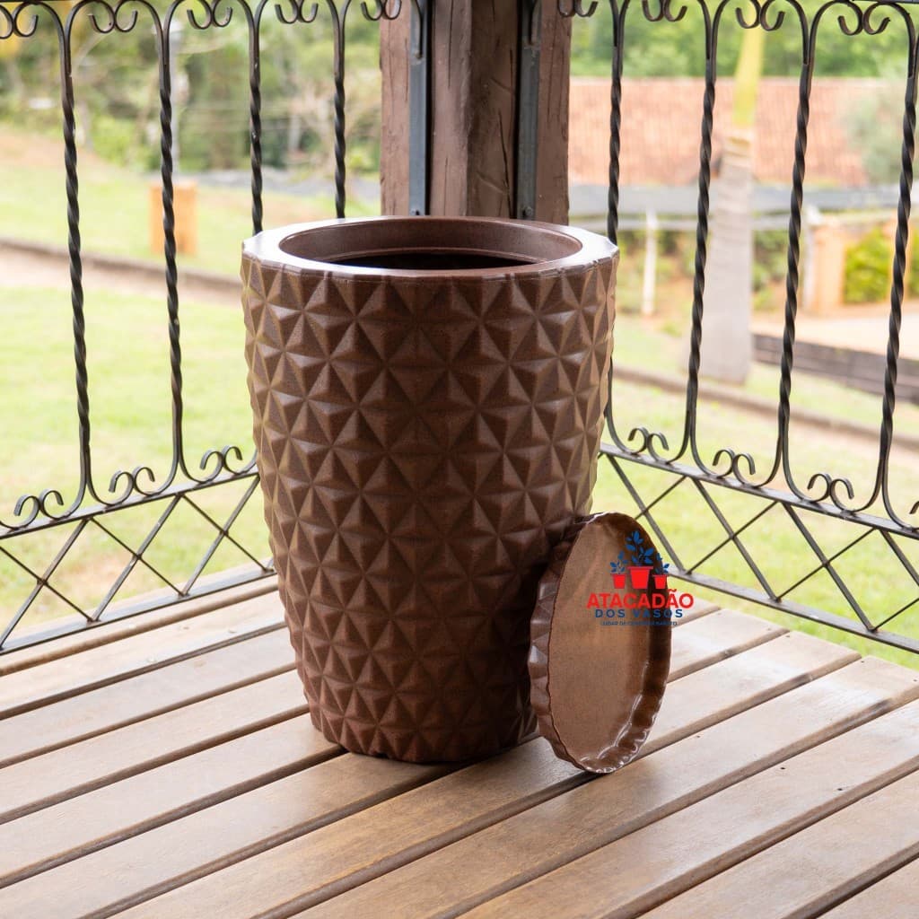 Vaso Para Plantas, Decorativo -Ideal Para Decorações - Acompanha Prato Coletor COLUNA DIAMANTE P