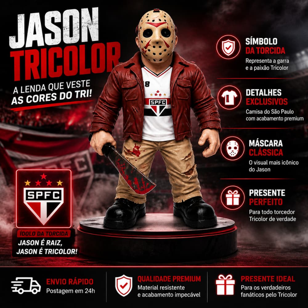 Jason SPFC Action Figure Personalizado 30cm Item Premium
