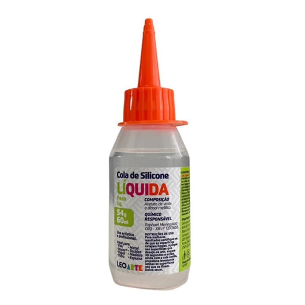 Cola de Silicone para Artesanato 60ML – Cola Líquida Transparente para EVA, Papel, Tecido, Feltro e Artesanato Escolar