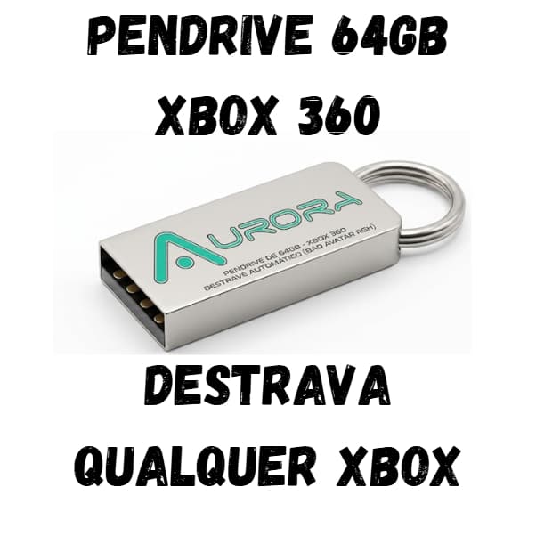 Pendrive 64GB p/ Xbox 360 RGH/Aurora - Ativação Automática (Metal Premium)