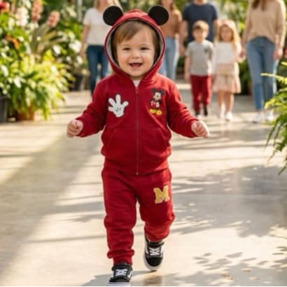 Conjunto de Moletom Infantil bebê menino inverno Ziper Com Capuz orelinha