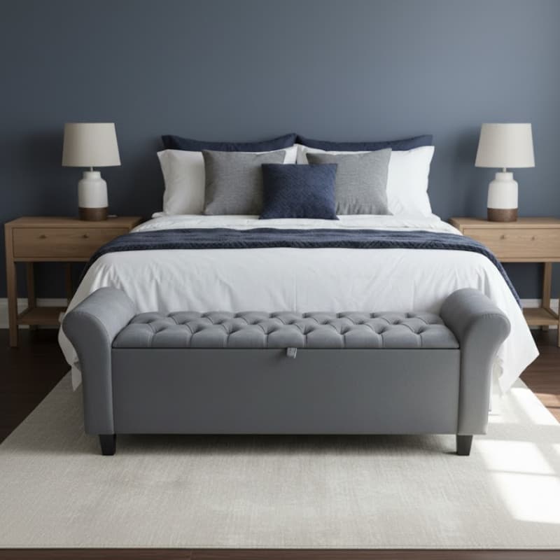 Bau Puff Casal 150cm Estofado Capitonê Banco Para Quarto Sala Closet E Recepção
