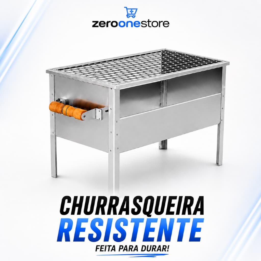 Churrasqueira Portátil Carvão Inox Mini Portátil Campo 35x25