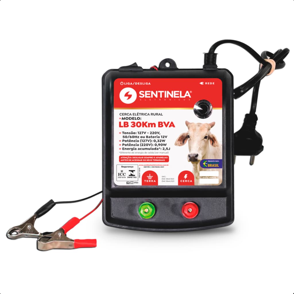 Eletrificador De Cerca Rural Sentinela LB 30KM Bva Bivolt Bateria 12v Automático