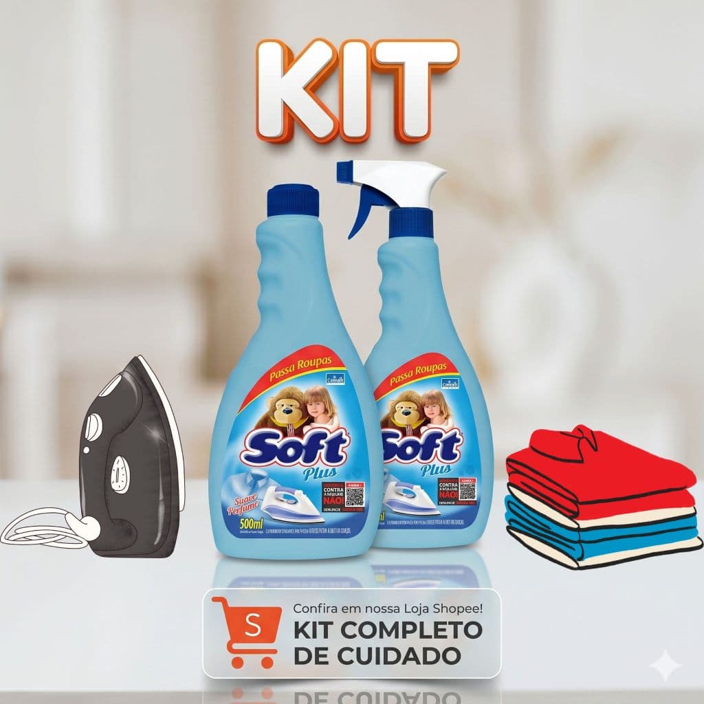 Kit Passa Roupas Soft Plus Crivialli 500ml - 1 Gatilho + 1 Refil Econômico