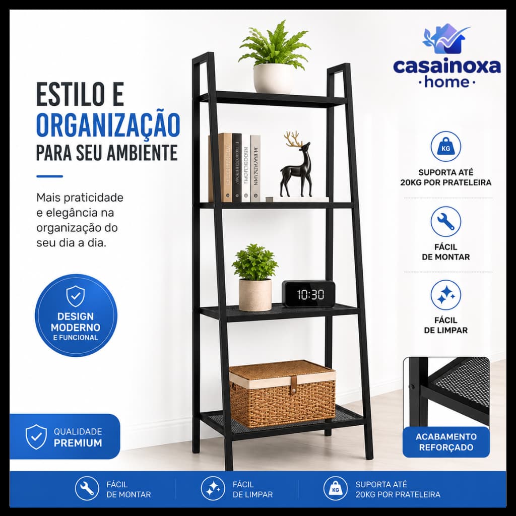 Estante Organizadora Industrial Multiuso para Quarto Sala Cozinha Prateleira de Ferro
