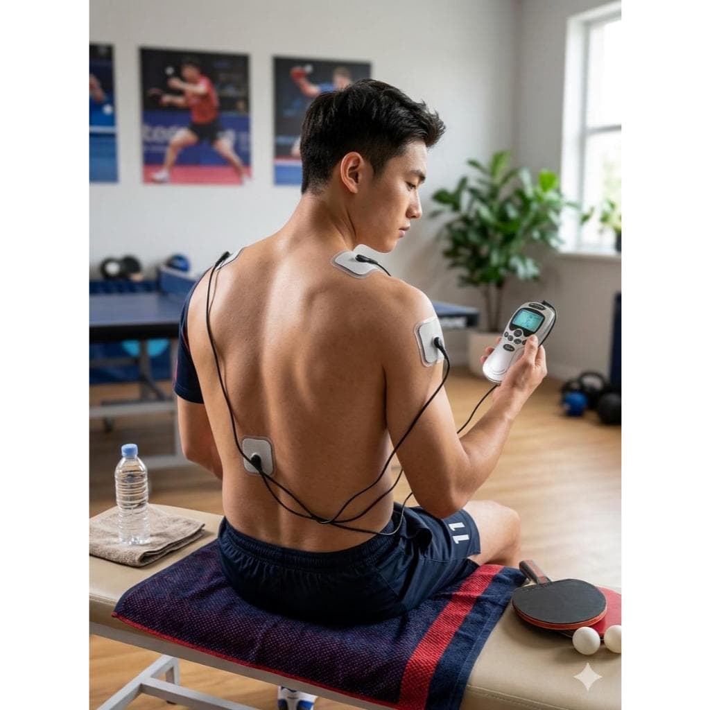 Massageador de eletrochoque tens para atletas -Aparelho de recuperação muscular e alivio de tensao lombar/cervical