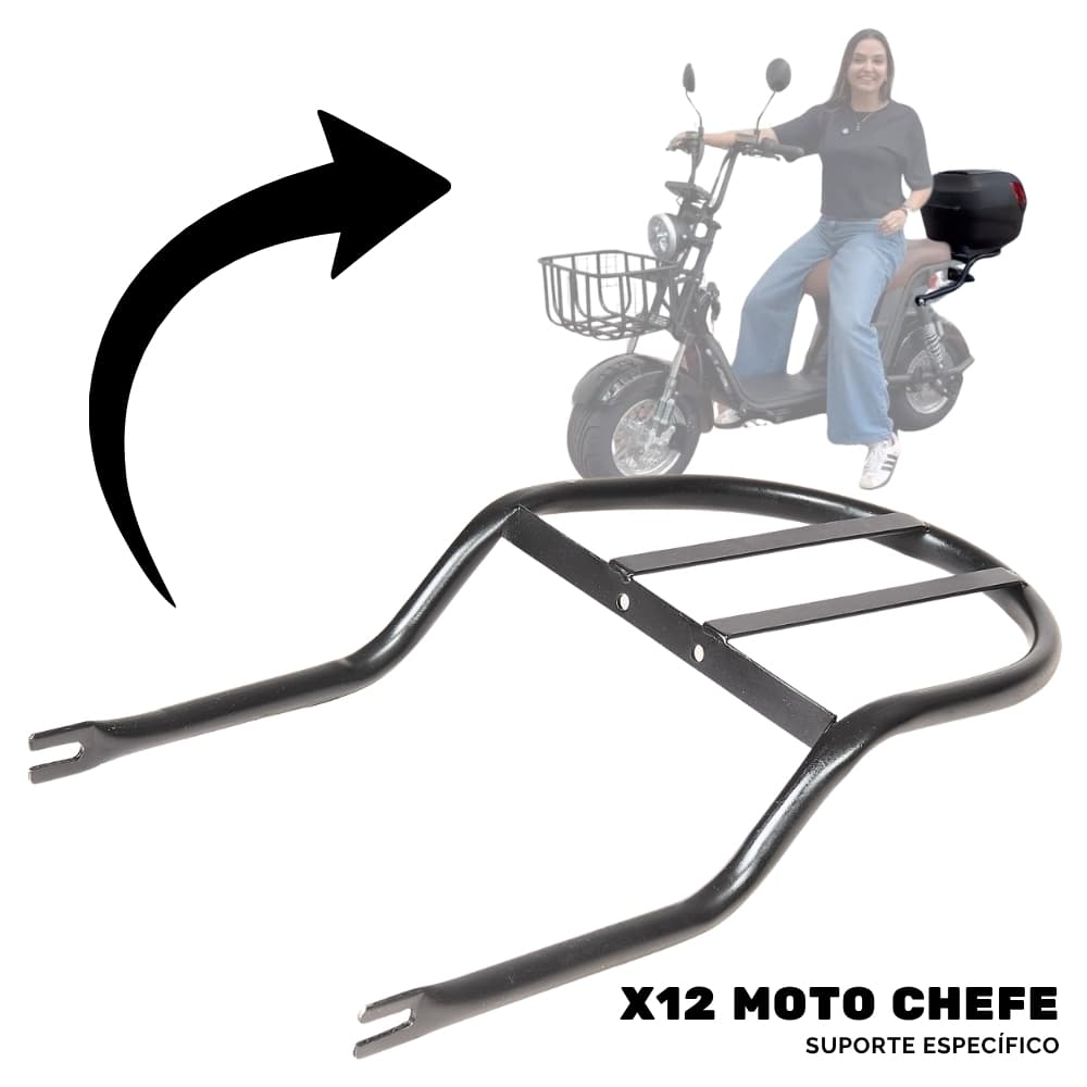 Suporte de Bagageiro de X12 - Baú para Scooter e Moto Elétrica | MOTO CHEFE
