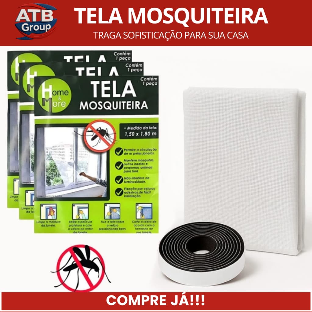 Tela Mosqueteira para Janela com Fita Dupla Face Contra Mosquito e Insetos Fácil Instalação