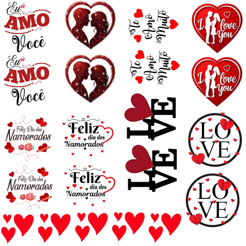 Cartela de adesivos DTF UV para persknalizar copos, taças, canecas, copos térmicos