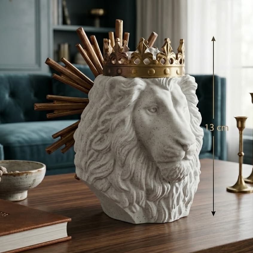 Decoração Leão de Judá com Coroa | Letreiro ORE e Confie | Presente Cristão para Mesa e Sala
