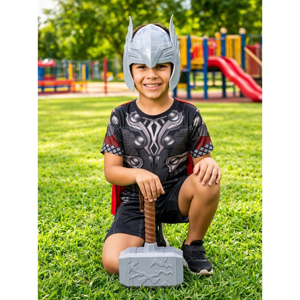 Fantasia Do Thor Com Mascara E Martelo Curta Roupa Infantil