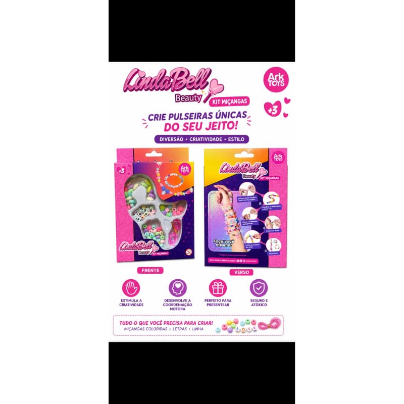 Kit Miçangas Joalheria Fashion Colorido para Bijuterias Infantis