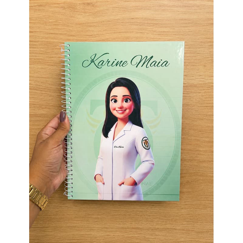 Caderno A4 Personalizado com Nome Espiral Profissões | Caderno Universitário Feminino