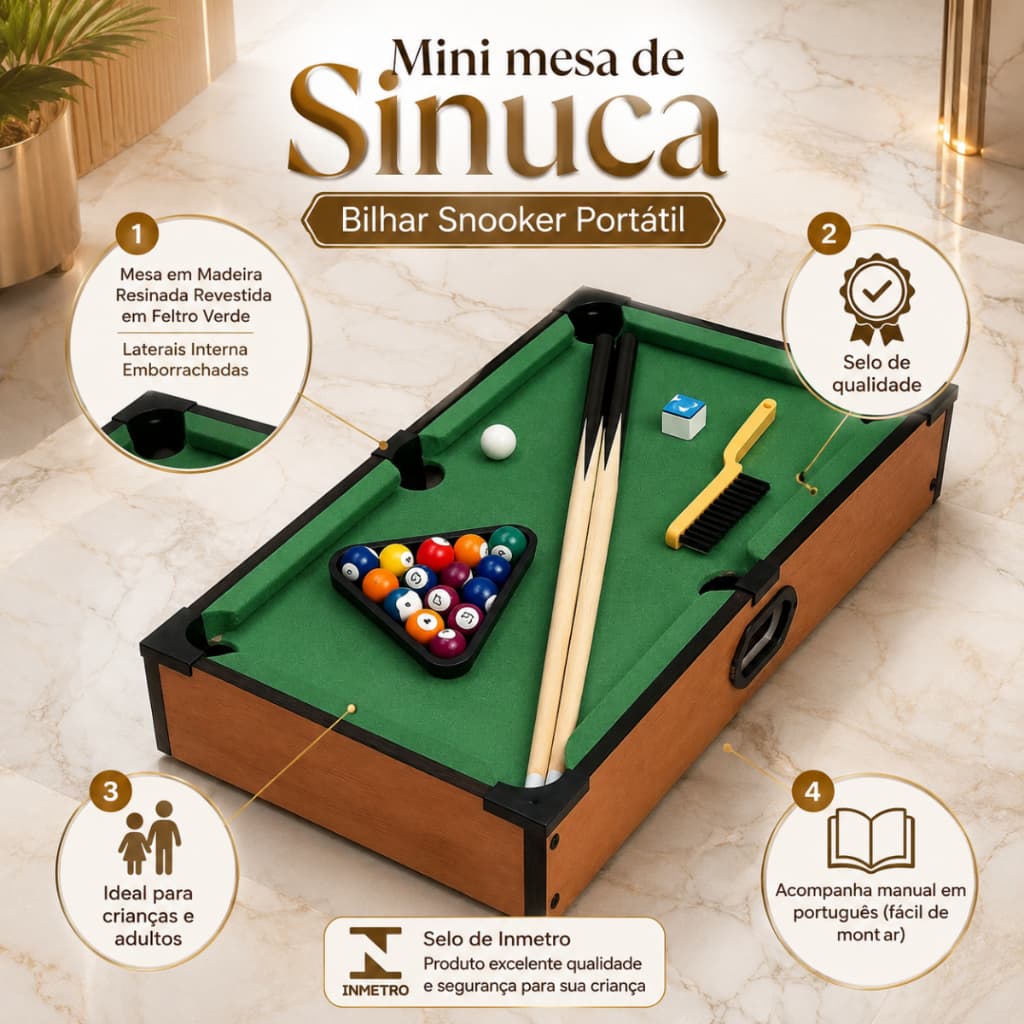 Mini Mesa De Bilhar Sinuca infantil com  taco bilhar  Snooker Portátil Jogo Brinquedo