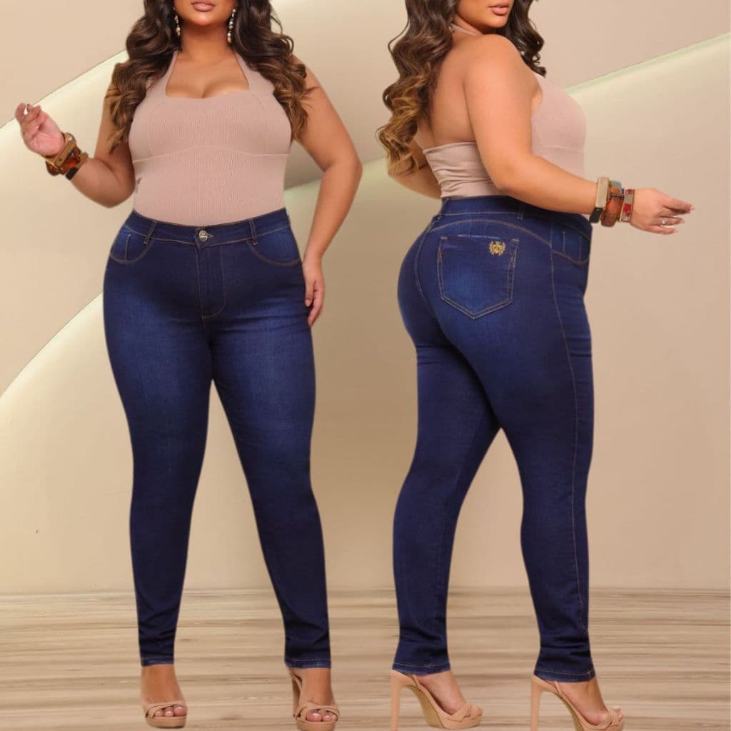 Calça Feminina Jeans 48 ao 54 plus size Direto Da Fabrica Skinny Cintura Alta com Elastano Premiun