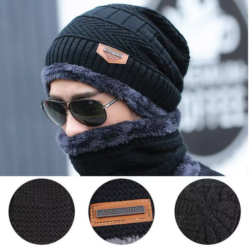 Conjunto de Inverno Touca + Gola de Tricô Flanelada | Kit Quente e Anti-Frio