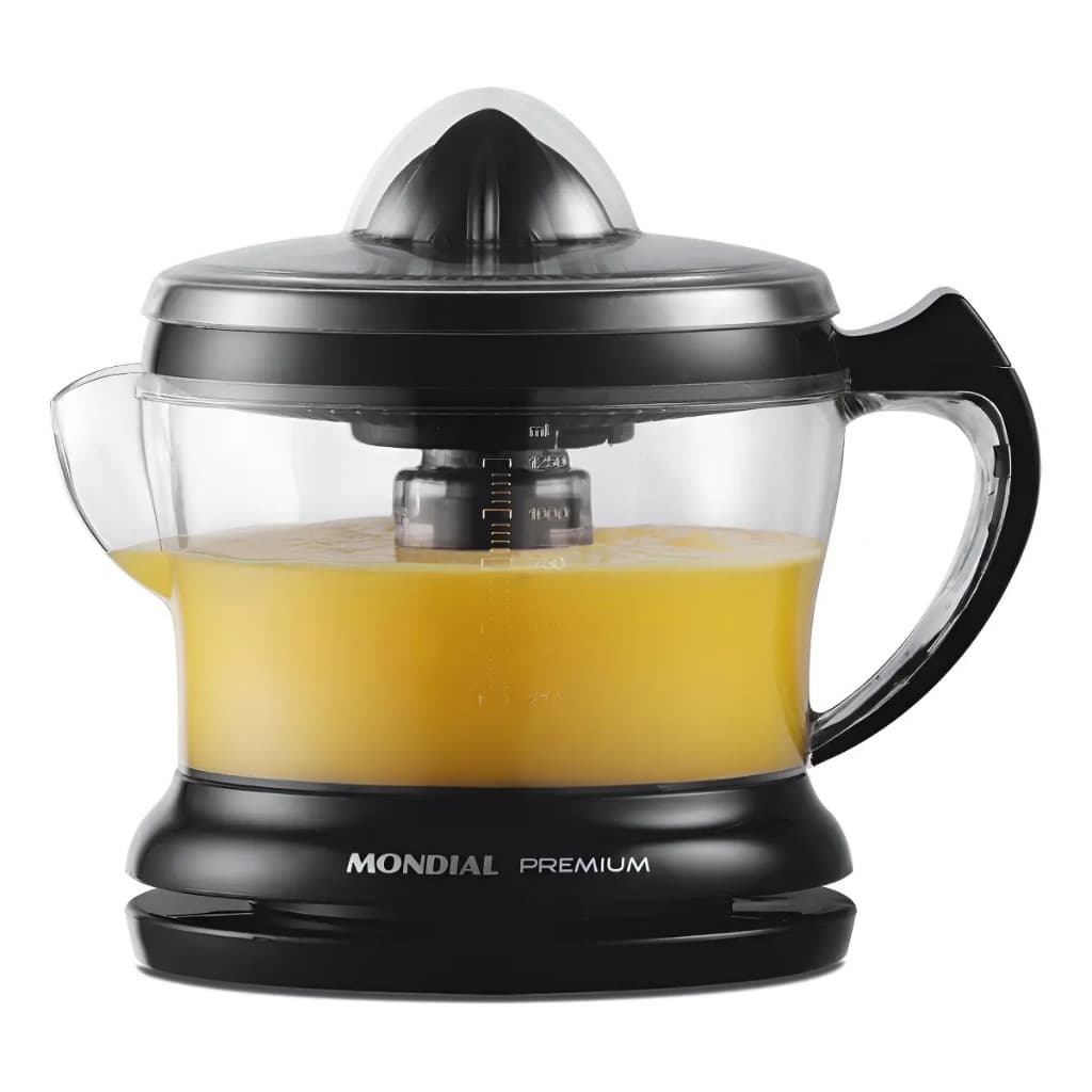 Espremedor Elétrico de Frutas Mondial Turbo E-02 Preto 1,25L Premium Alta Performance