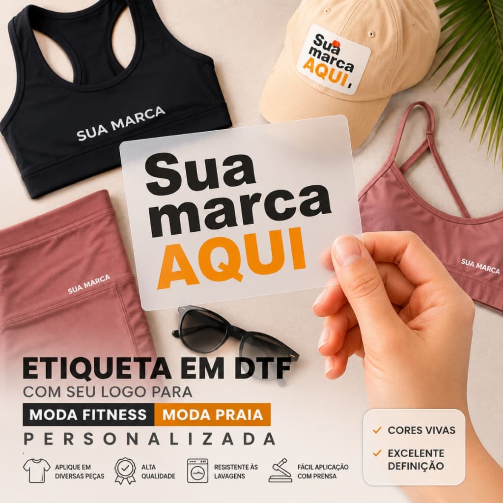 Etiqueta com seu logo para moda fitness, moda praia personalizada - escolha a quantidade e tamanho