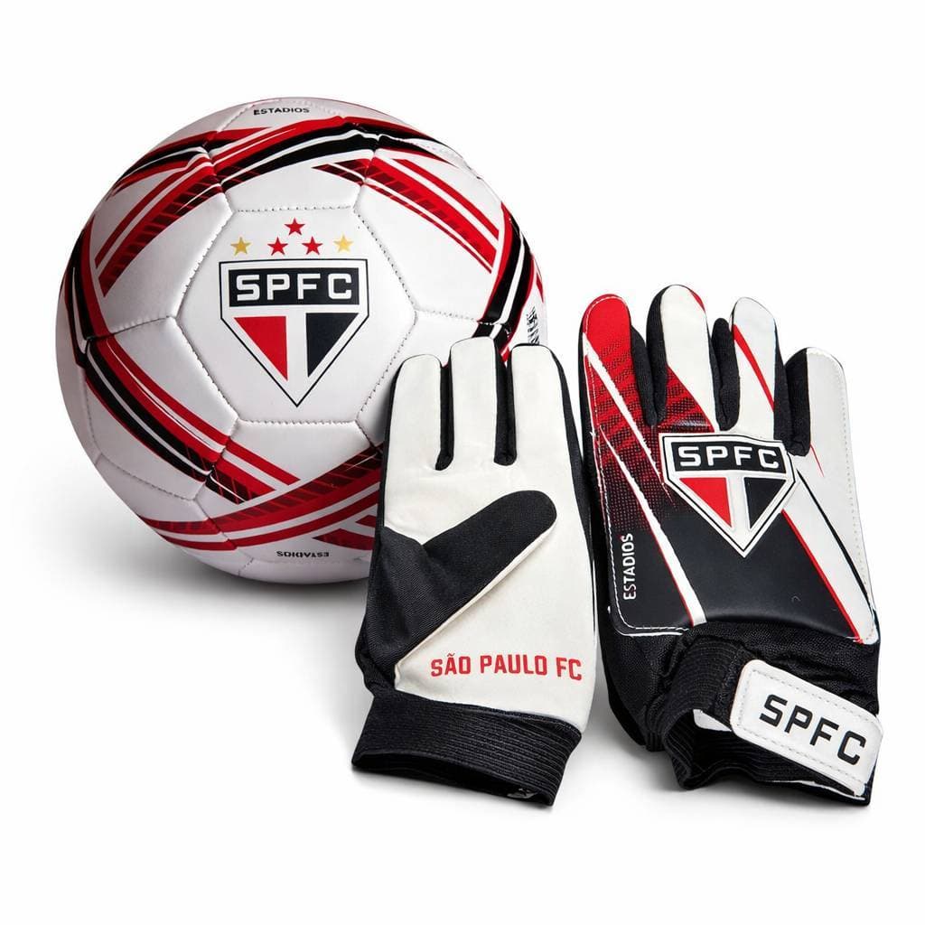 Kit Luva Infantil DRB Goleiro + Bola do São Paulo  Futebol Campo Licenciada Original