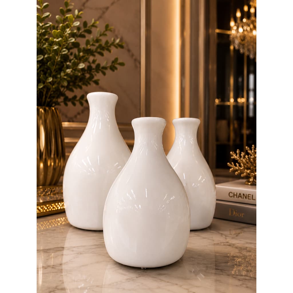 Trio Vasos Decorativo De Cerâmica Decorativa Para decoração Sala Escritório