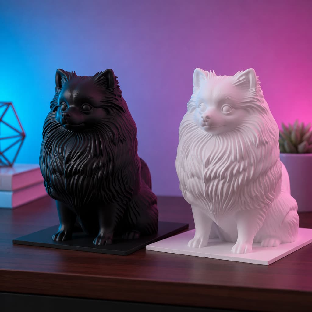 Escultura Decorativa de Spitz Alemão Lulu da Pomerânia Arte Moderna Escritório Sala Presentes