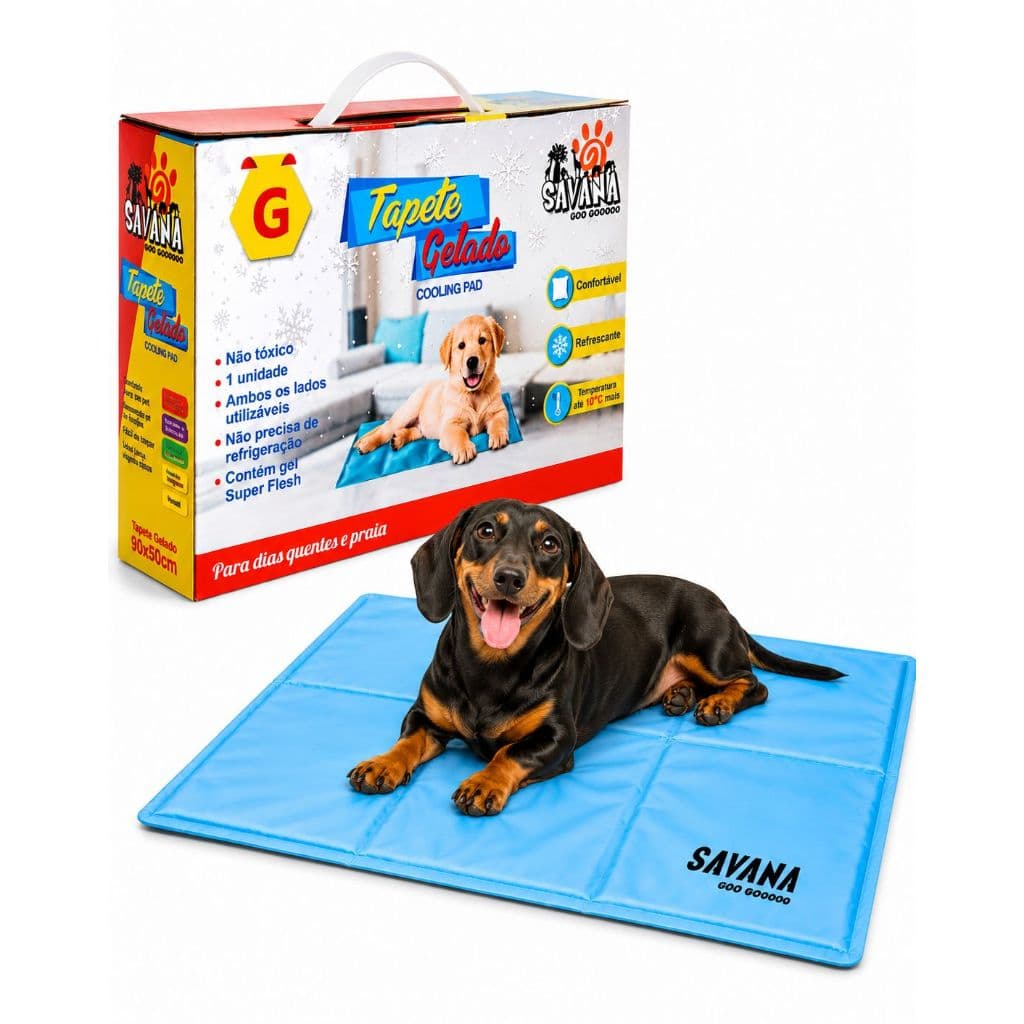 Tapete Gelado Refrescante 50x90 Grande Para Cães e Gatos Savana Pet