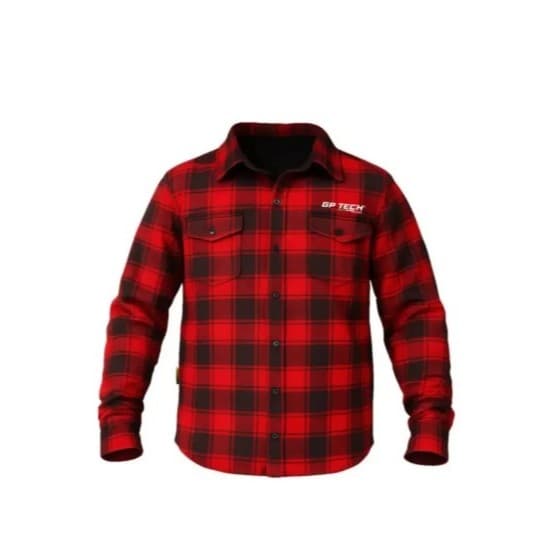 JAQUETA CUSTOM COM PROTEÇAO MOTOCICLISTA XADREZ FLANELADO COM PROTECAO VERMELHO