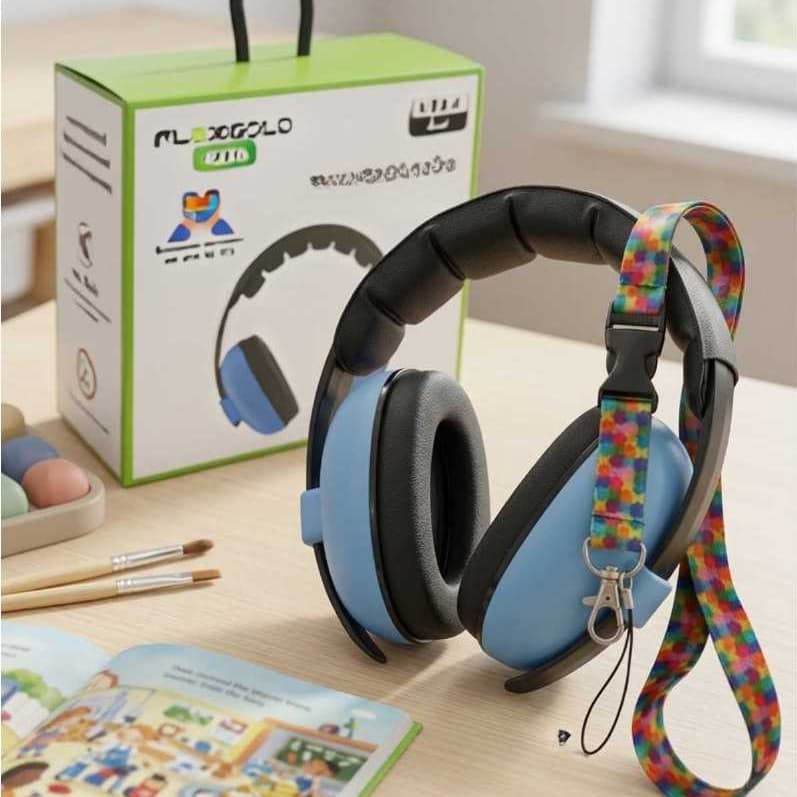 Kit Abafador Prote Ruído Infantil Ajustável Cordão Segurança