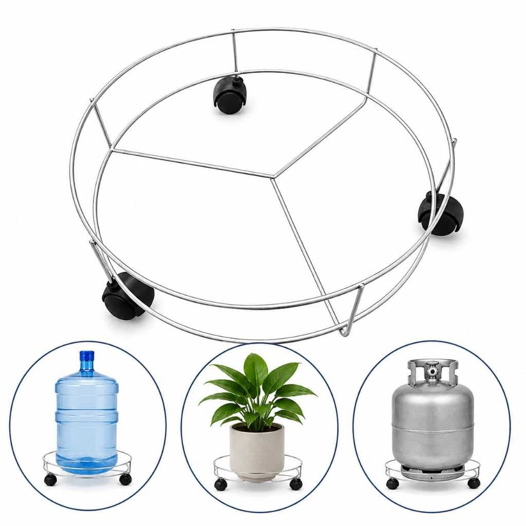 Suporte para Botijão de Gás Com Rodinhas, Vasos P/ Flores e vaso planta, arramado cromado.