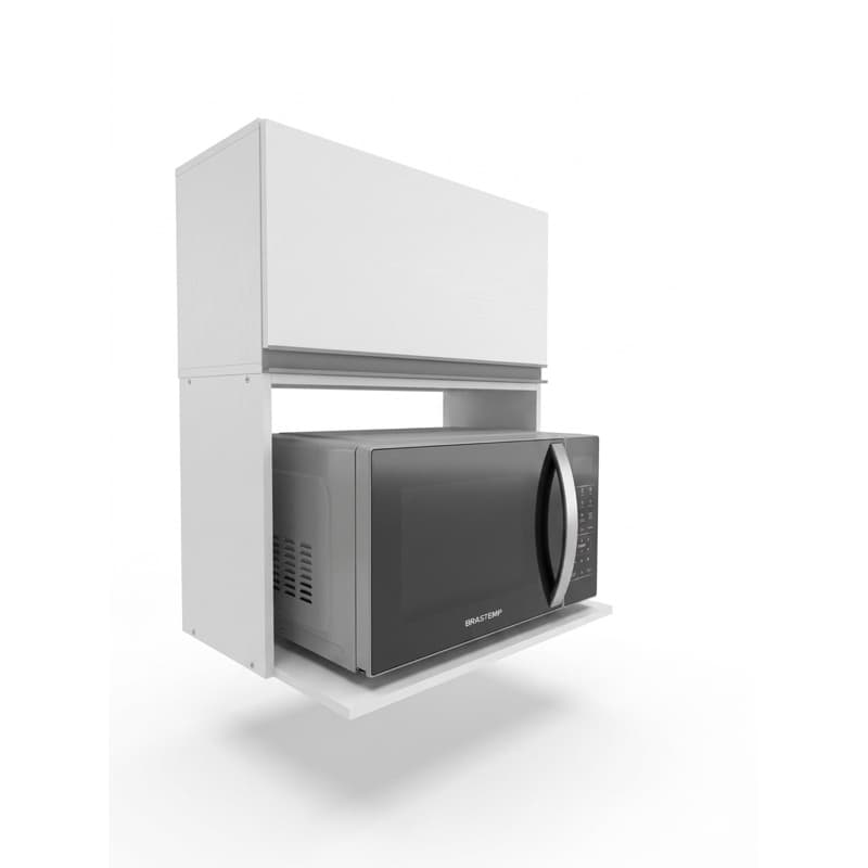 Nicho Aéreo Moderno com Porta Basculante e Prateleira Organizadora para Cozinha e Lavanderia