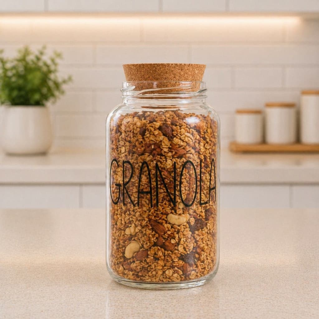 Pote de Vidro Granola 810 ml Com Tampa Rolha Cortiça| Mantimento