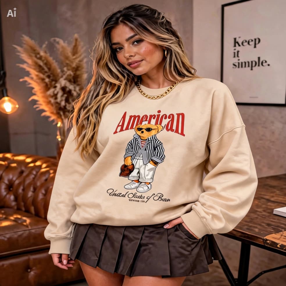 Moletom Feminino Estampado Manga Longa Confort Premium Casual