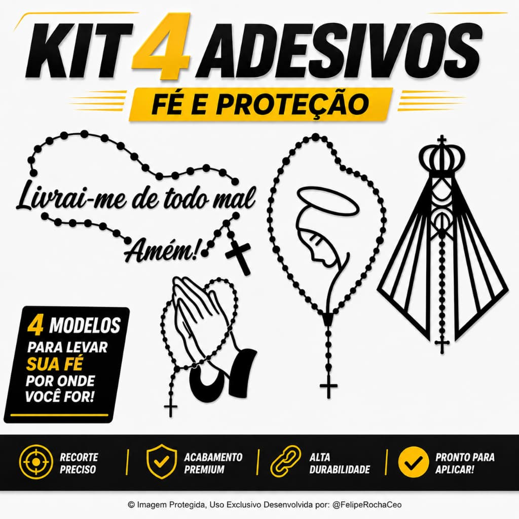 4 Adesivos Nossa Senhora Aparecida Livrai-me de todo o mal Amém para Carro Moto Católico Religioso