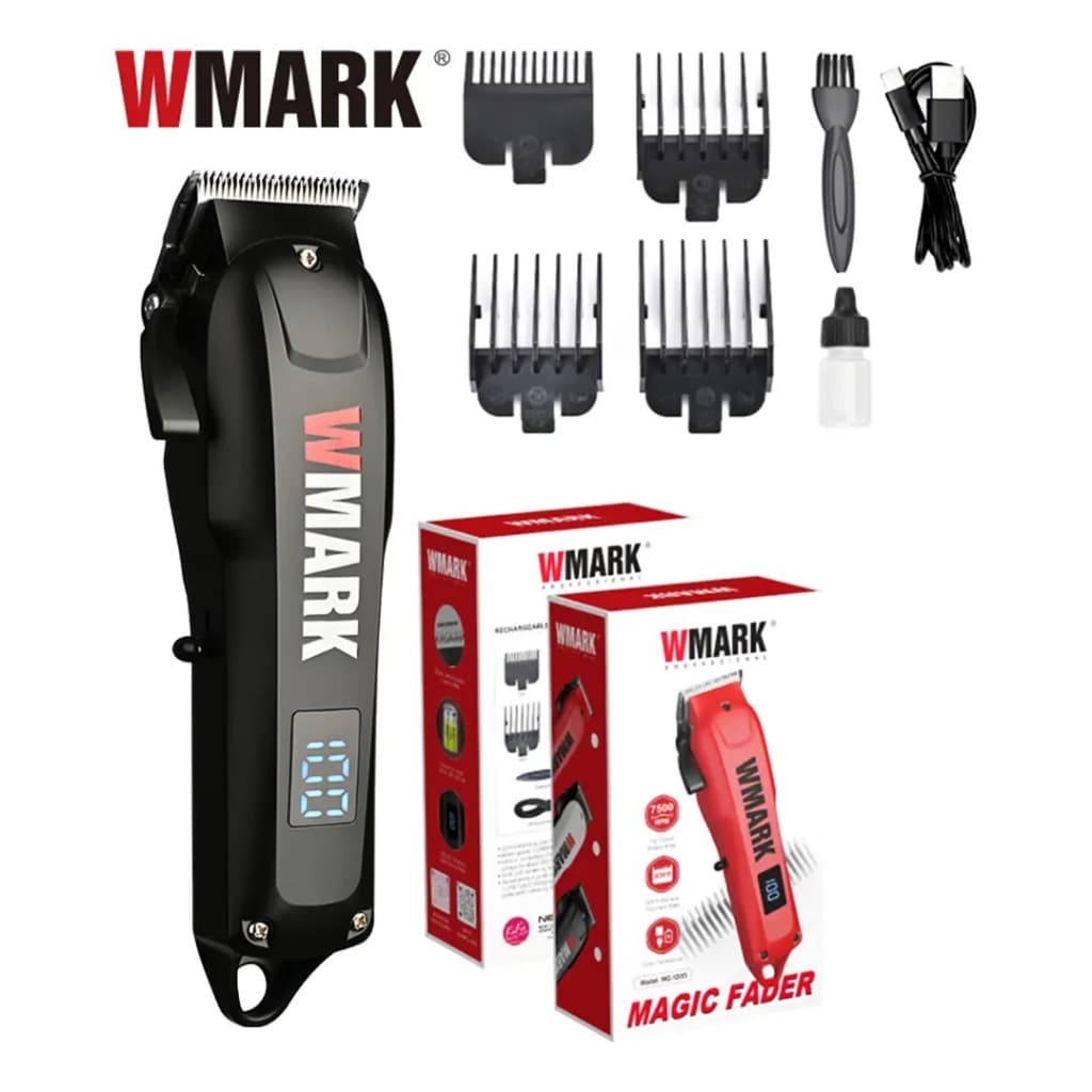 Máquina Corte Wmark NG 1005 Motor 7500 rpm Maquina De Cortar Cabelo Display LED Baixo Ruido Sem Fio