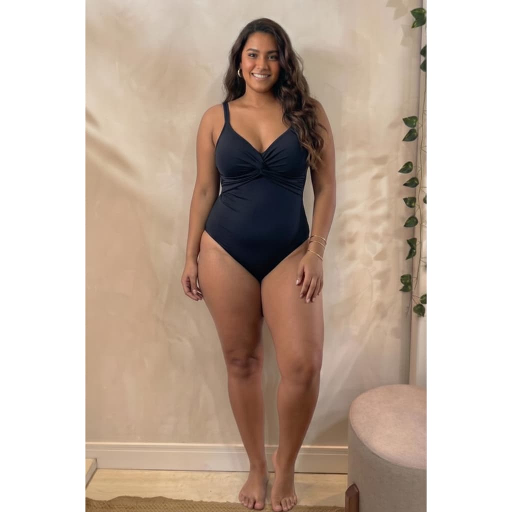 Maiô entrelace frontal com bojo fixo bumbum tradicional/Moda Praia
