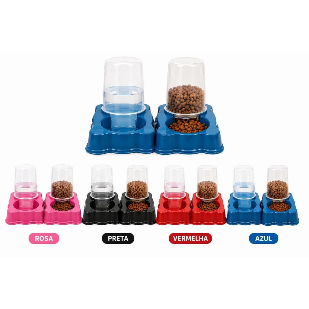 Comedouro e Bebedouro Automático Água e Ração Para Cães Cachorro e Gatos Dispenser 1,5L 2 unidades