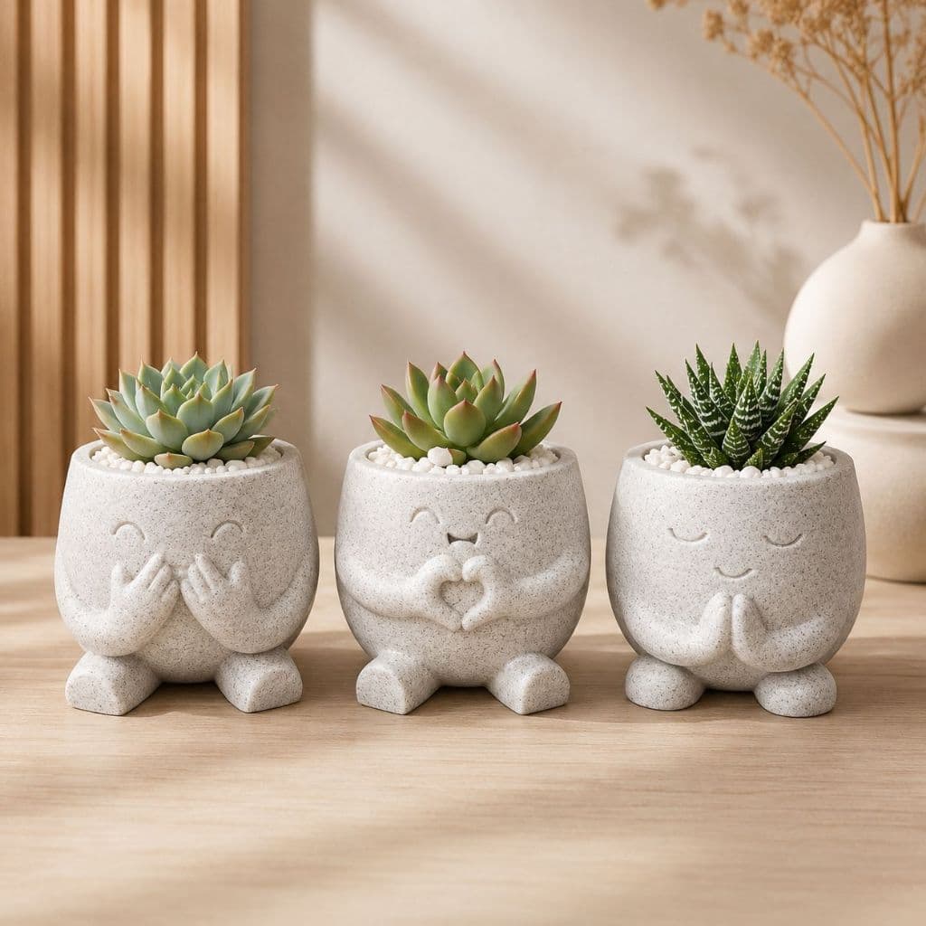 Kit 3 Vasinhos Decorativos Cachepot Cute | Vasos Individuais Ou Kit | Decoração Minimalista Moderna