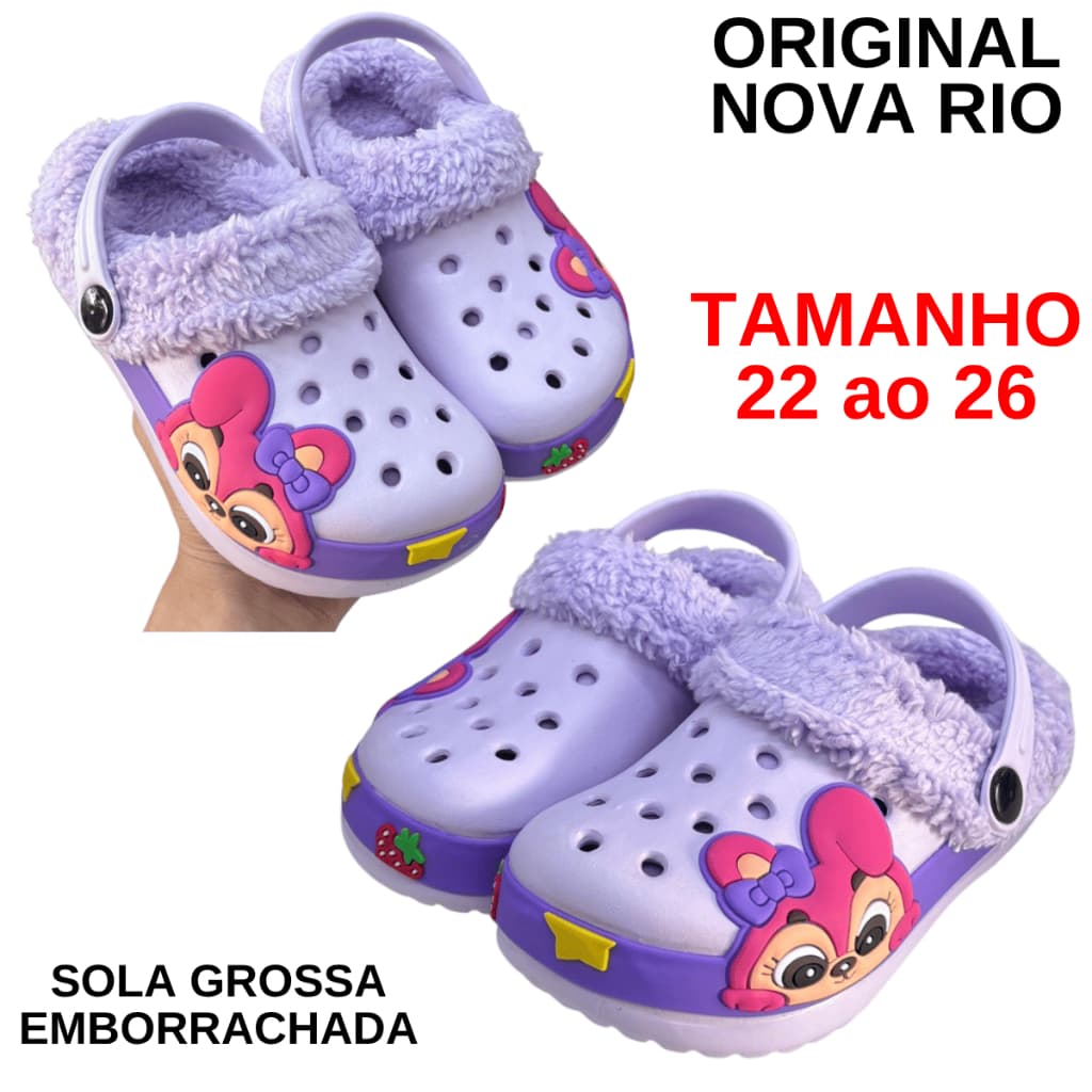 Pantufa Inverno Bebê Infantil Coelho Sola Antiderrapante Roxo Menina Chinelo de Quarto Tamanho 22 ao 26