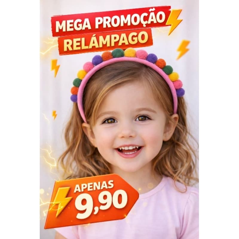 Uma Tiara de Pompons Grandes e Coloridos Com Corex Alegres Aquinho Menina Tiara Pompom Diadema Menina Umidade Promoção