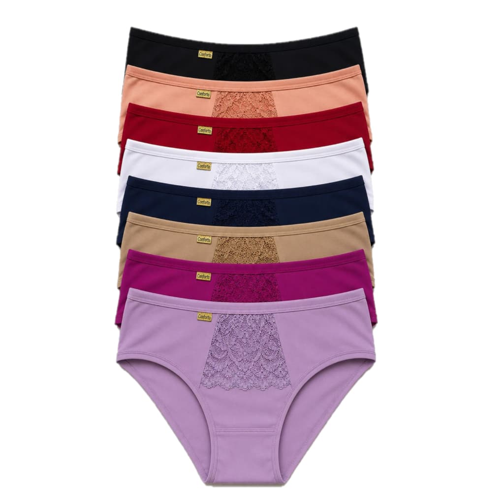 Kit Calcinha calçola plus size cós alto Feminina Senhora Gestante Pós Parto REF: Kamila