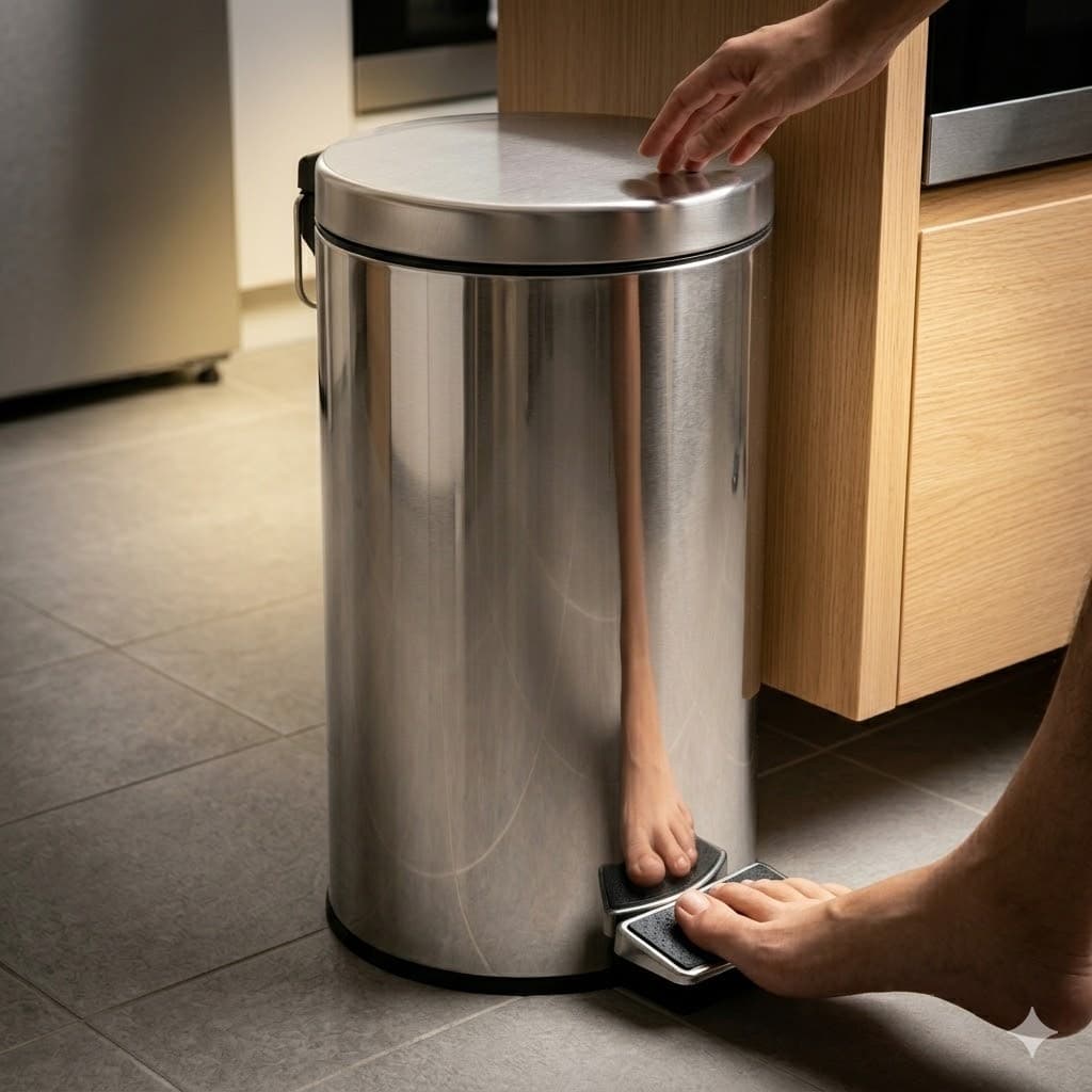 Lixeira Inox 3 Litros c/ Pedal e Cesto Removível  - casa, cozinha, banheiro e escritório