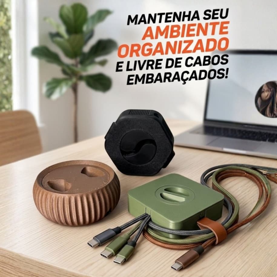 PORTA FIOS ORGANIZADOR DE CABOS UNIVERSAL MESA E GAVETA SUPORTE USB CARREGADOR FONE HOME OFFICE