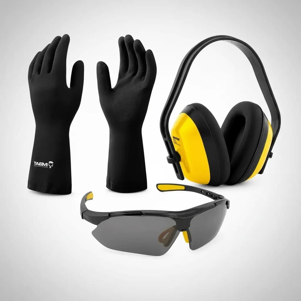 Kit Segurança Epi Luva + Abafador De Ruído + Óculos Proteção
