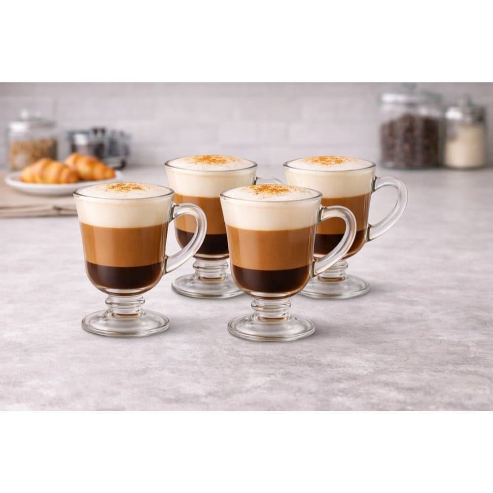 Kit 4 Canecas Cappuccino Café Chá Vidro 120ml Conjunto Premium