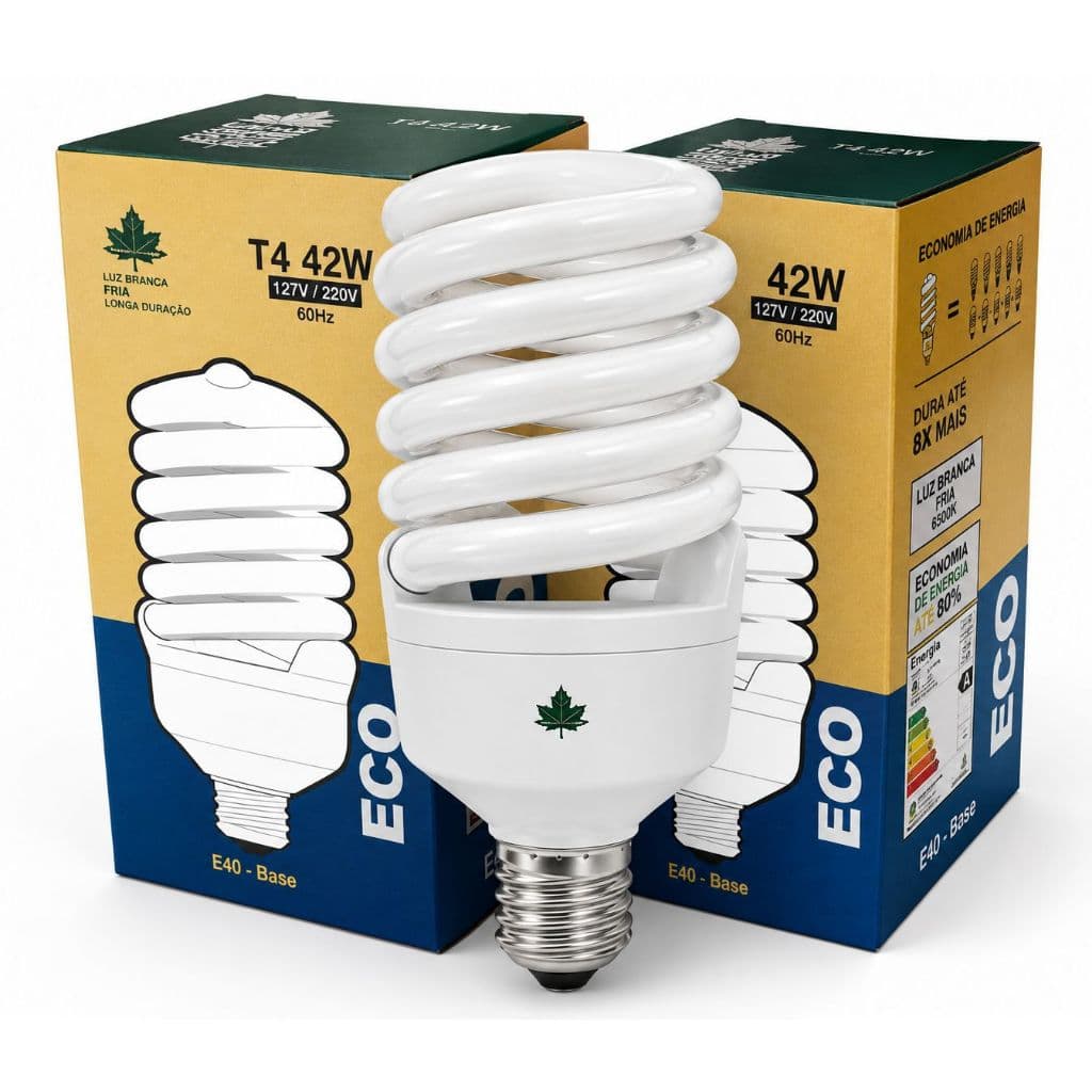 Lâmpada Compacta Eletrônica Espiral 42w 127v/220v E27 6400 Ecolume