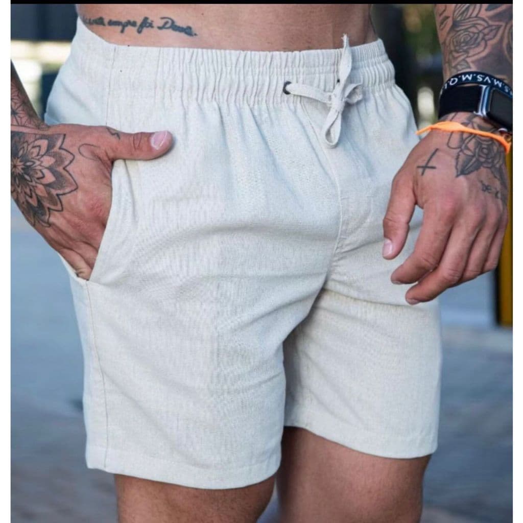 bermuda de linho masculina short elegante masculino acabamento premium luxo discreto
