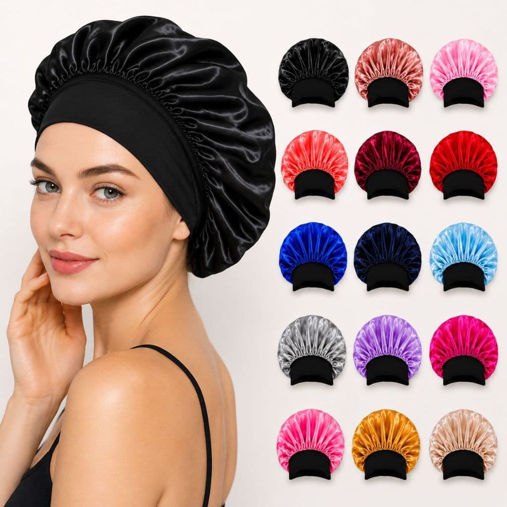 Kit 4 Toucas de Cetim com Faixa Larga Anti frizz Para Dormi Cores Variadas